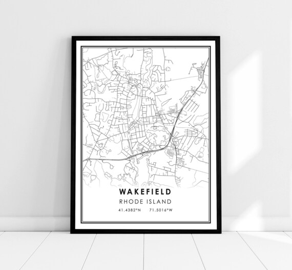 Wakefield Rhode Island City Map Minimalist Black Line Art Poster