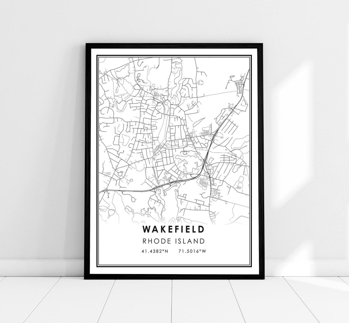 Wakefield Rhode Island City Map Minimalist Black Line Art Poster
