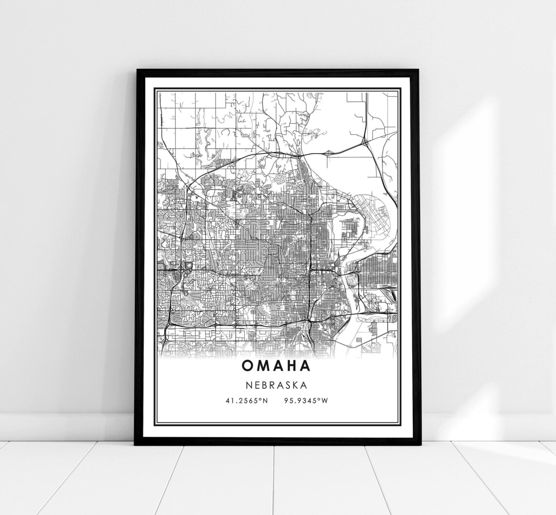 Omaha Map Print Poster, Nebraska City Travel