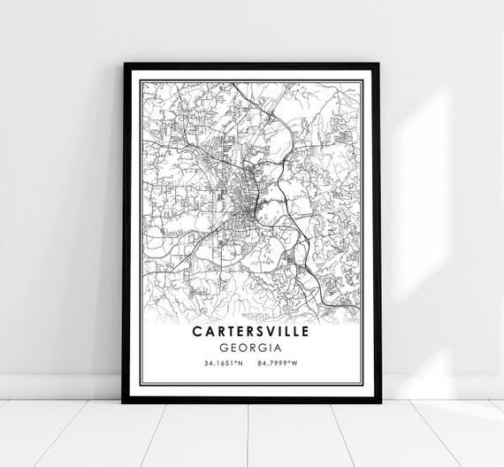 Cartersville Map Print, Georgia City Travel Poster