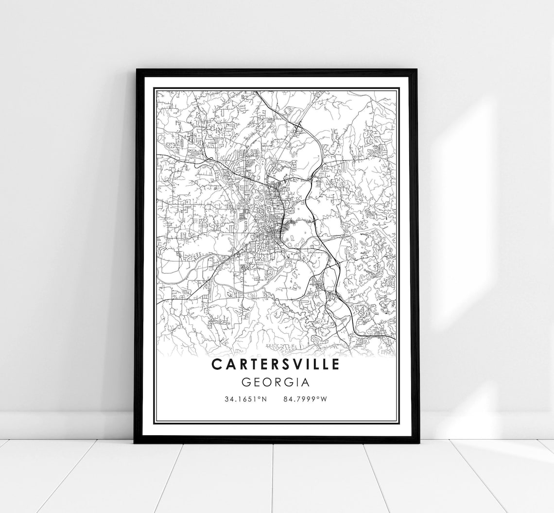 Cartersville Map Print, Georgia City Travel Poster
