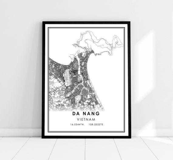Da Nang Map Print Poster, Vietnam City