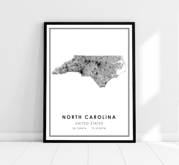 North Carolina United States Map Poster Print