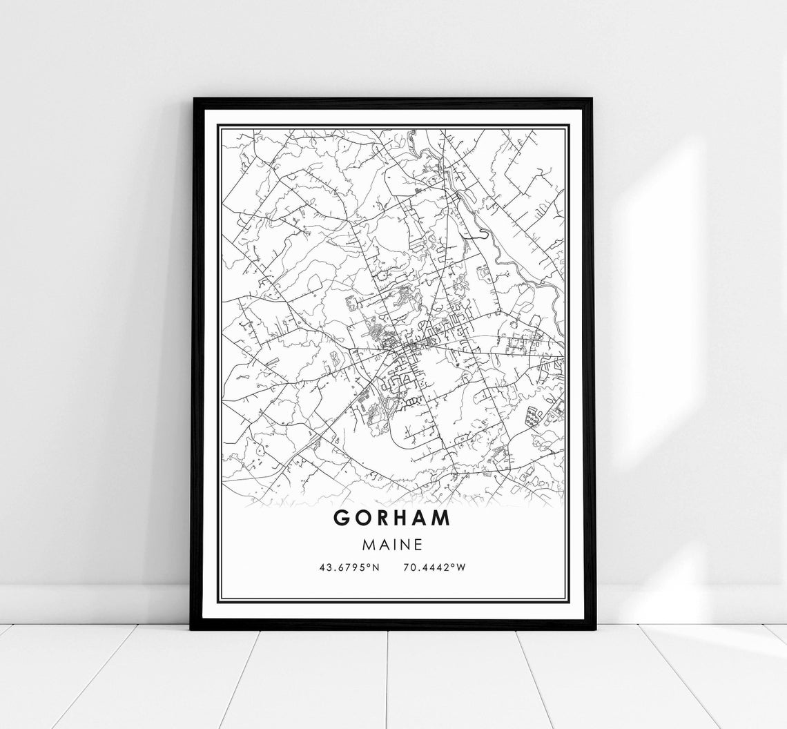 Gorham Maine Map Print, Travel Poster
