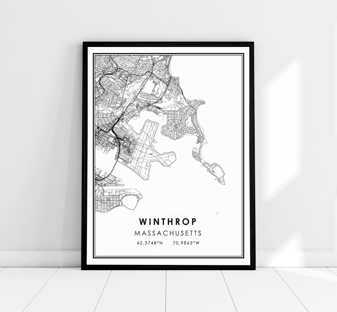 Winthrop Massachusetts Map Poster, Travel Print