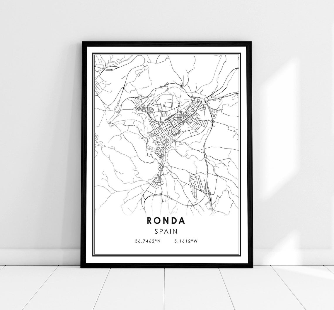 Ronda Spain Minimalist Street Map Coordinates Modern Wall Art