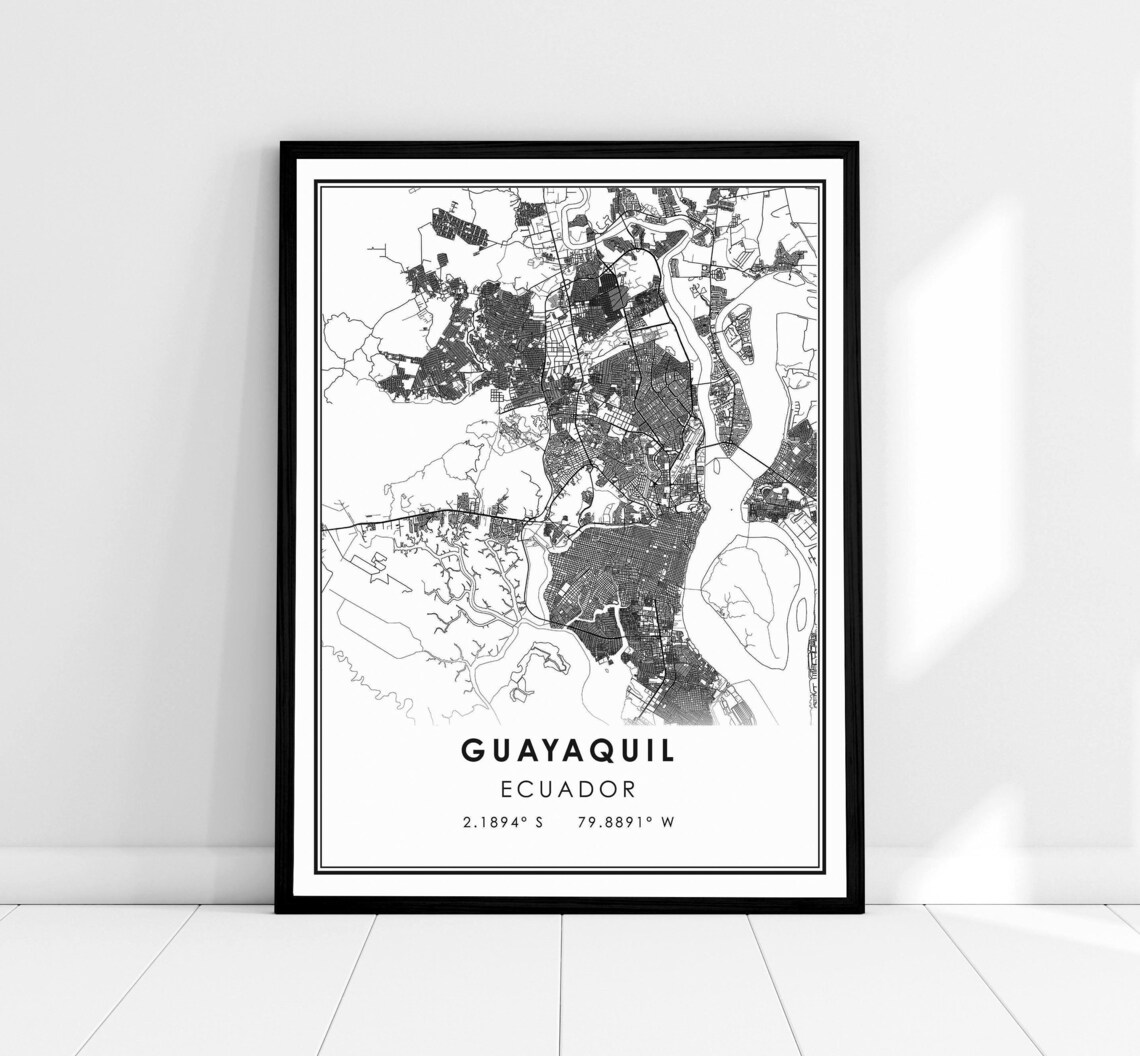 Guayaquil Ecuador Map Poster, Travel Poster
