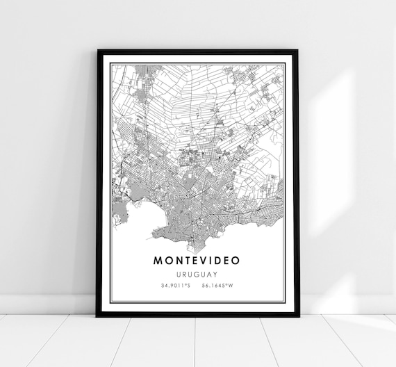 Montevideo Map Poster, Uruguay City Travel Print