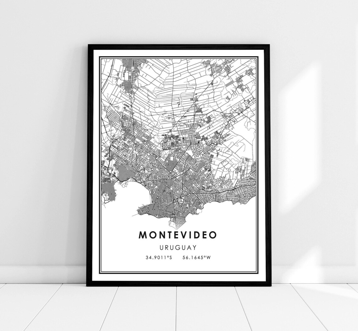 Montevideo Map Poster, Uruguay City Travel Print