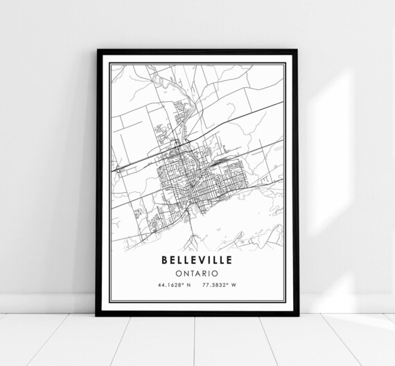 Belleville Ontario Street Map With Coordinates Minimalist Art Print