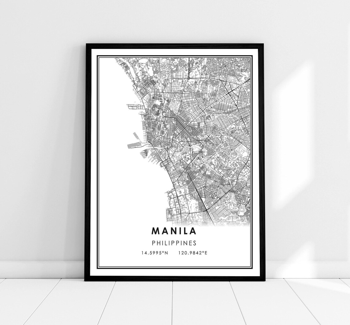 Manila Map Travel Poster, Philippines City Map