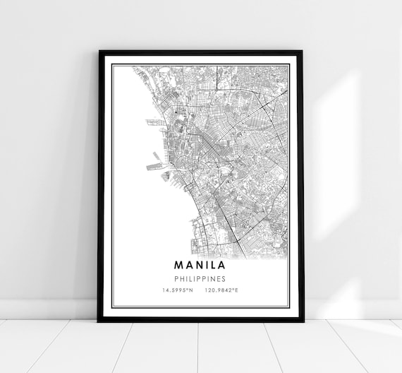 Manila Map Travel Poster, Philippines City Map