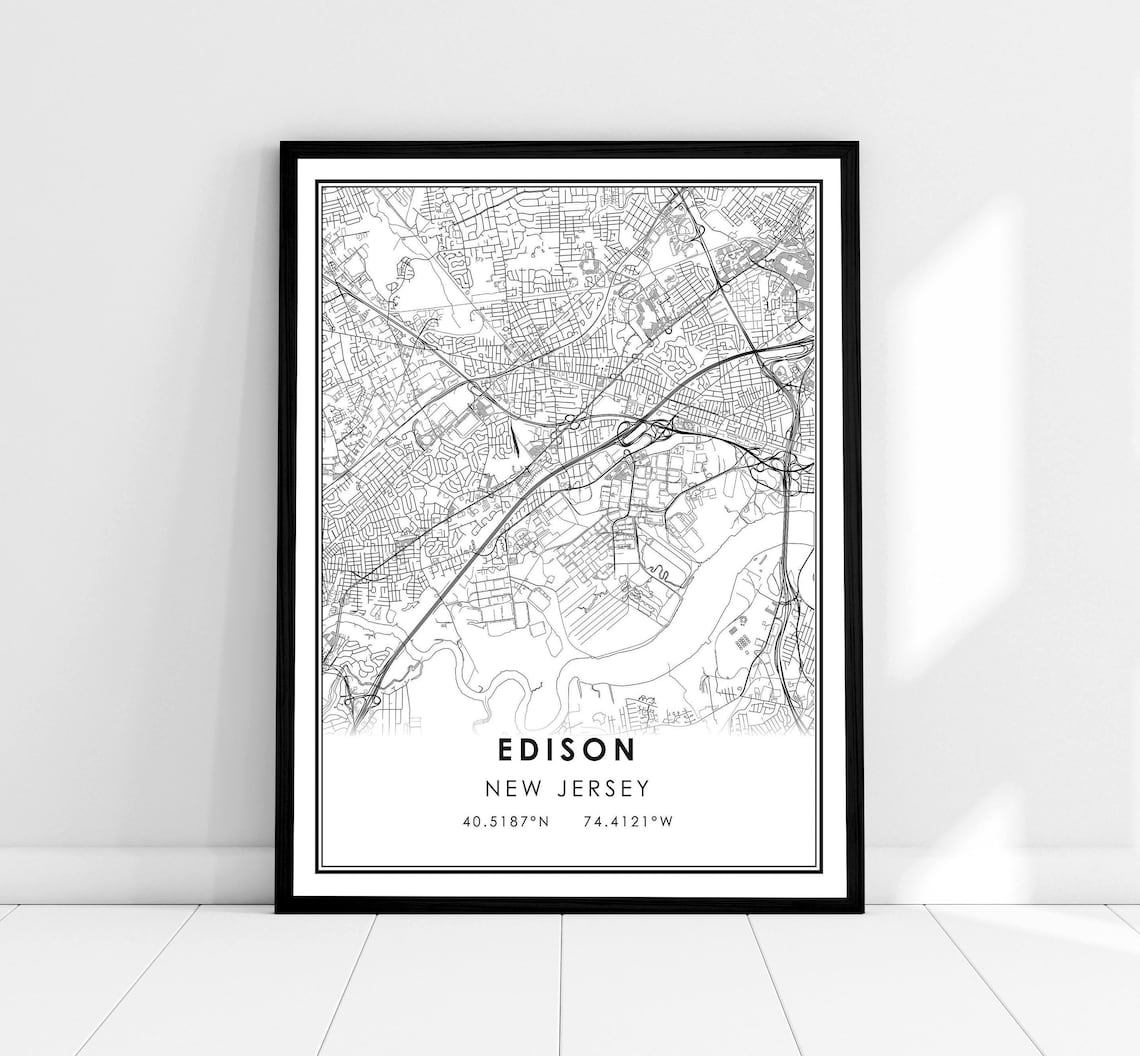 Edison Map Print Poster, New Jersey City