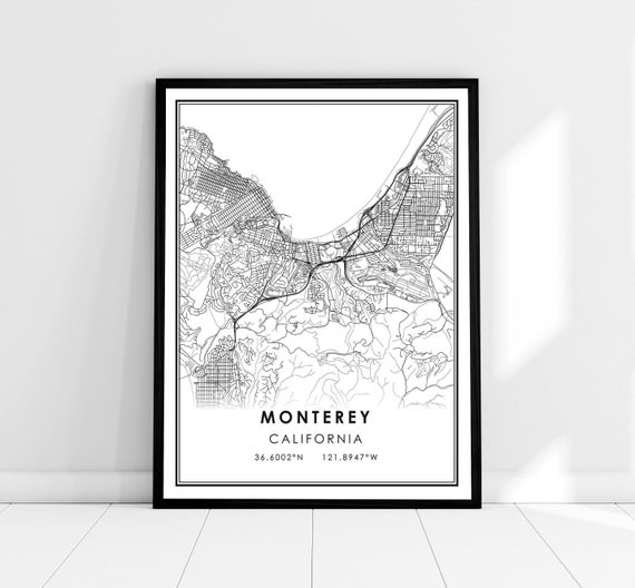 Monterey Map Travel Poster, City Wall Art