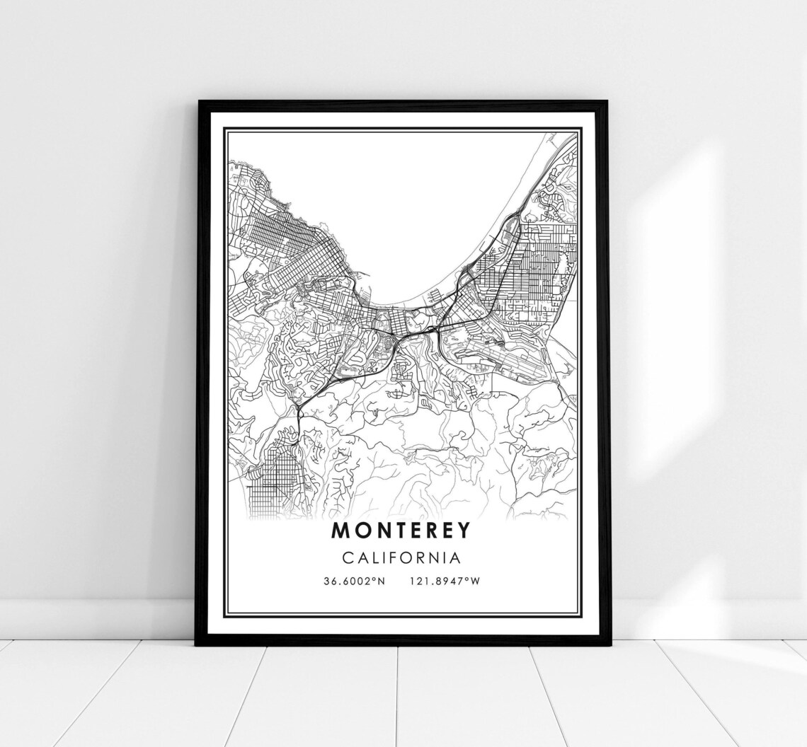 Monterey Map Travel Poster, City Wall Art