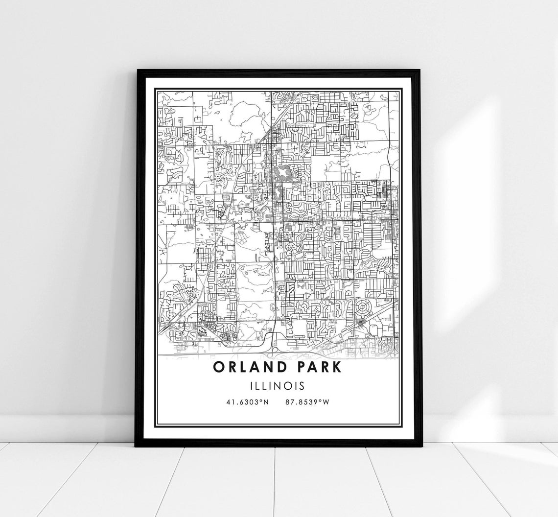 Orland Park Illinois Minimalist Street Map Modern Line Poster