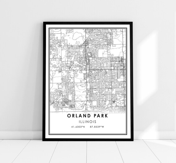 Orland Park Illinois Minimalist Street Map Modern Line Poster