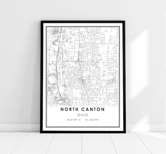 North Canton Map Print, Ohio City Travel Poster