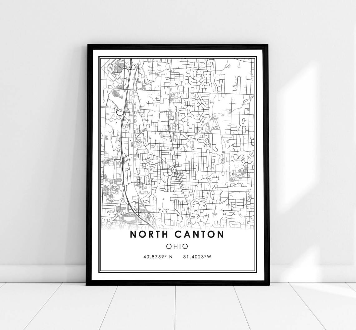 North Canton Map Print, Ohio City Travel Poster