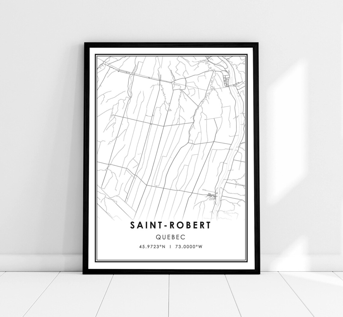 Saint Robert Quebec Minimalist Map Coordinates Rural Streets Wall Print