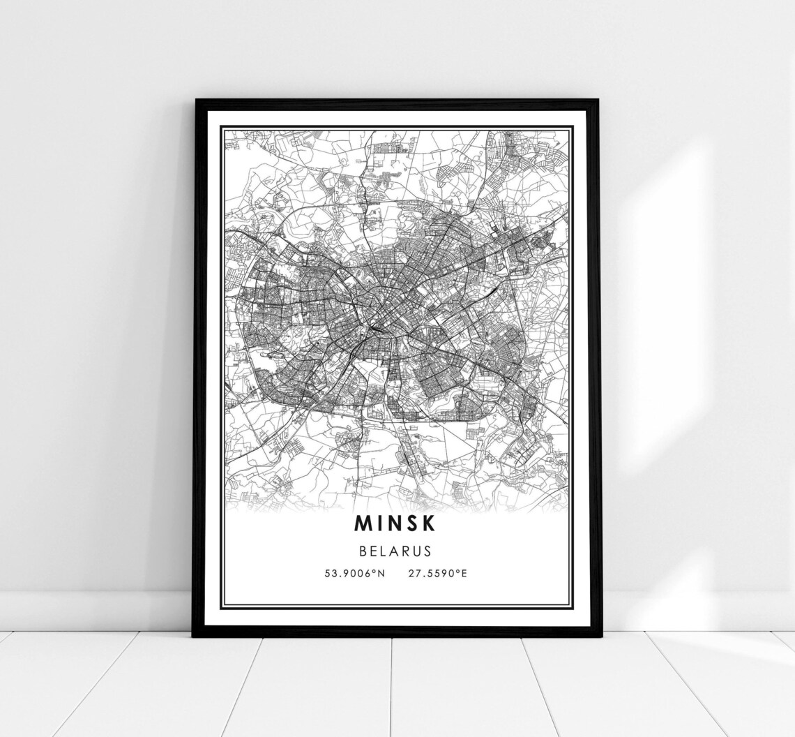 Minsk Map Print Poster, Belarus City Map