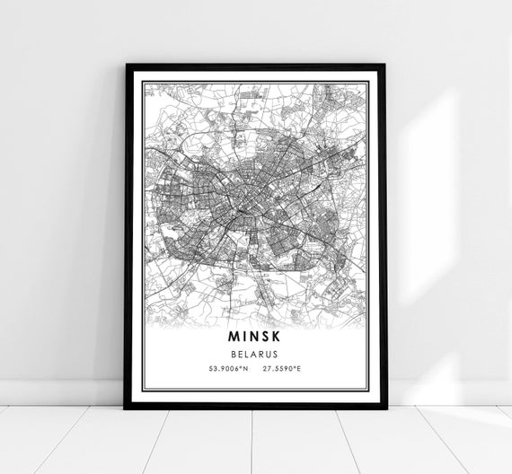 Minsk Map Print Poster, Belarus City Map