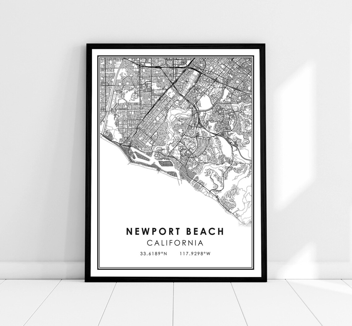 Newport Beach Map Poster, Coastal Travel Art