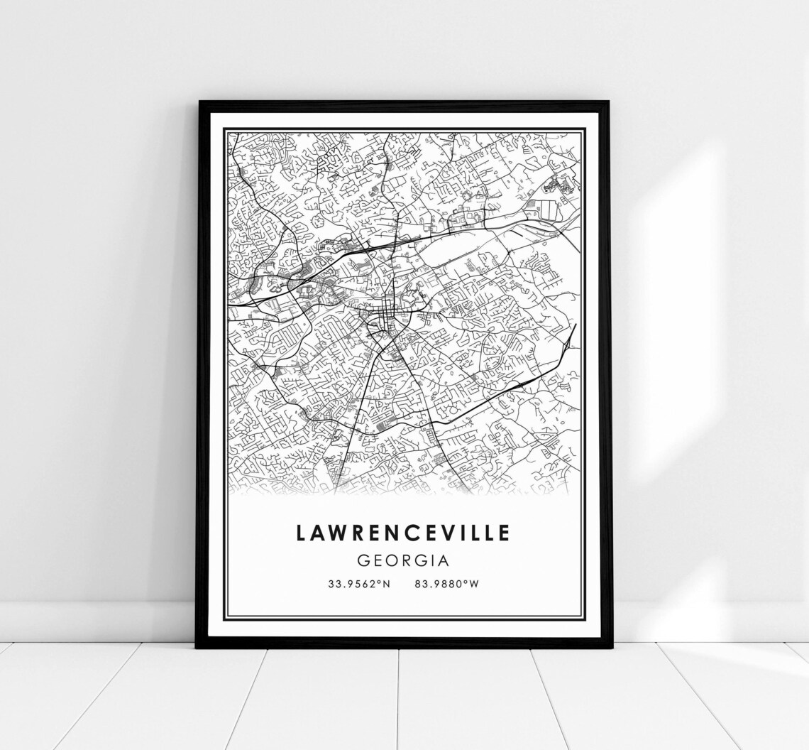 Lawrenceville Georgia Map Print, City Travel Poster
