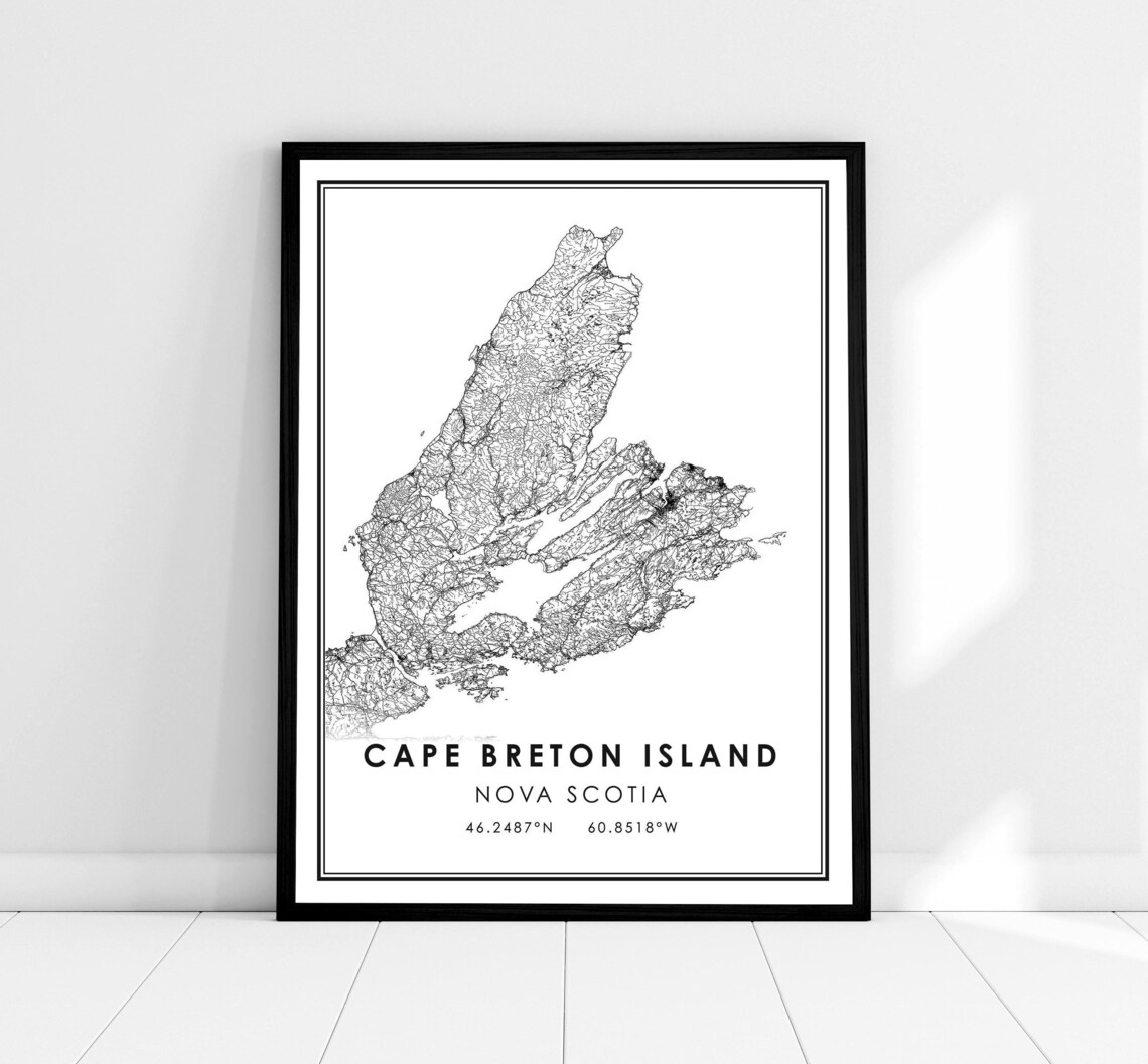 Cape Breton Island Map Print, Nova Scotia Travel Poster