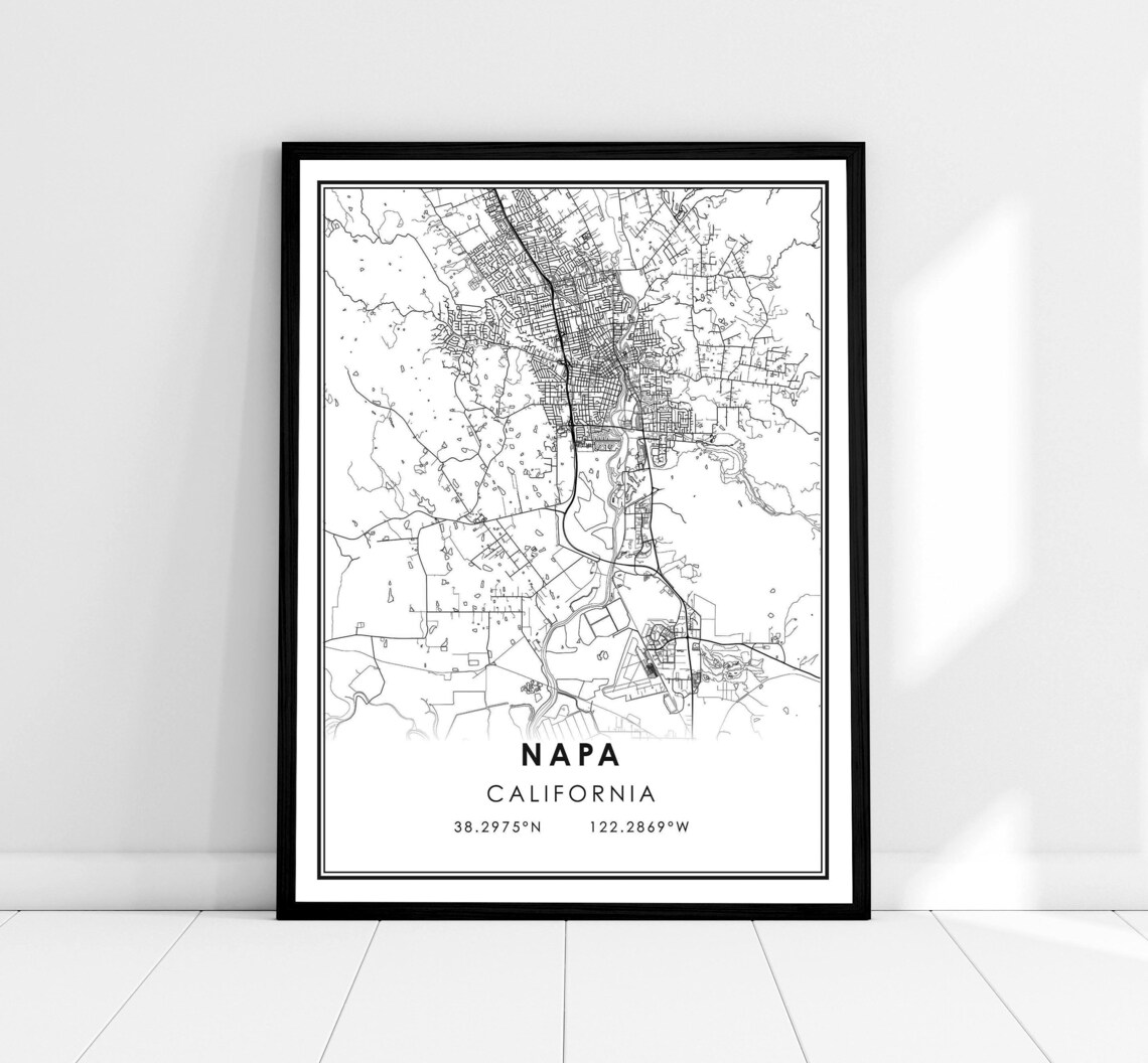 Napa Map Travel Poster, City Map Art Print