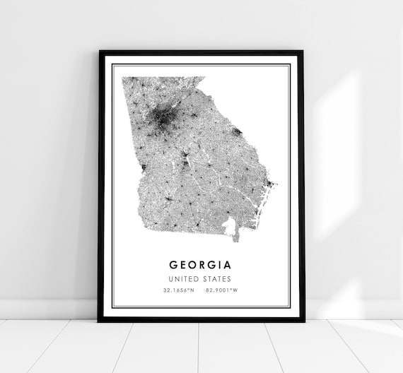 Georgia US Map Print Poster, Travel Wall Art