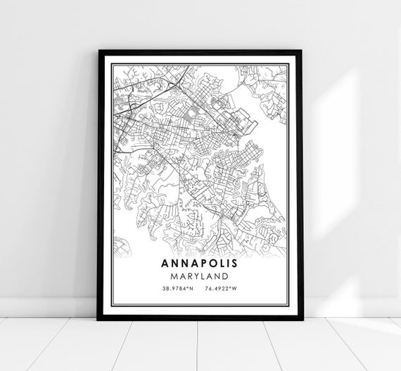 Annapolis Map Print, Maryland City Travel Poster