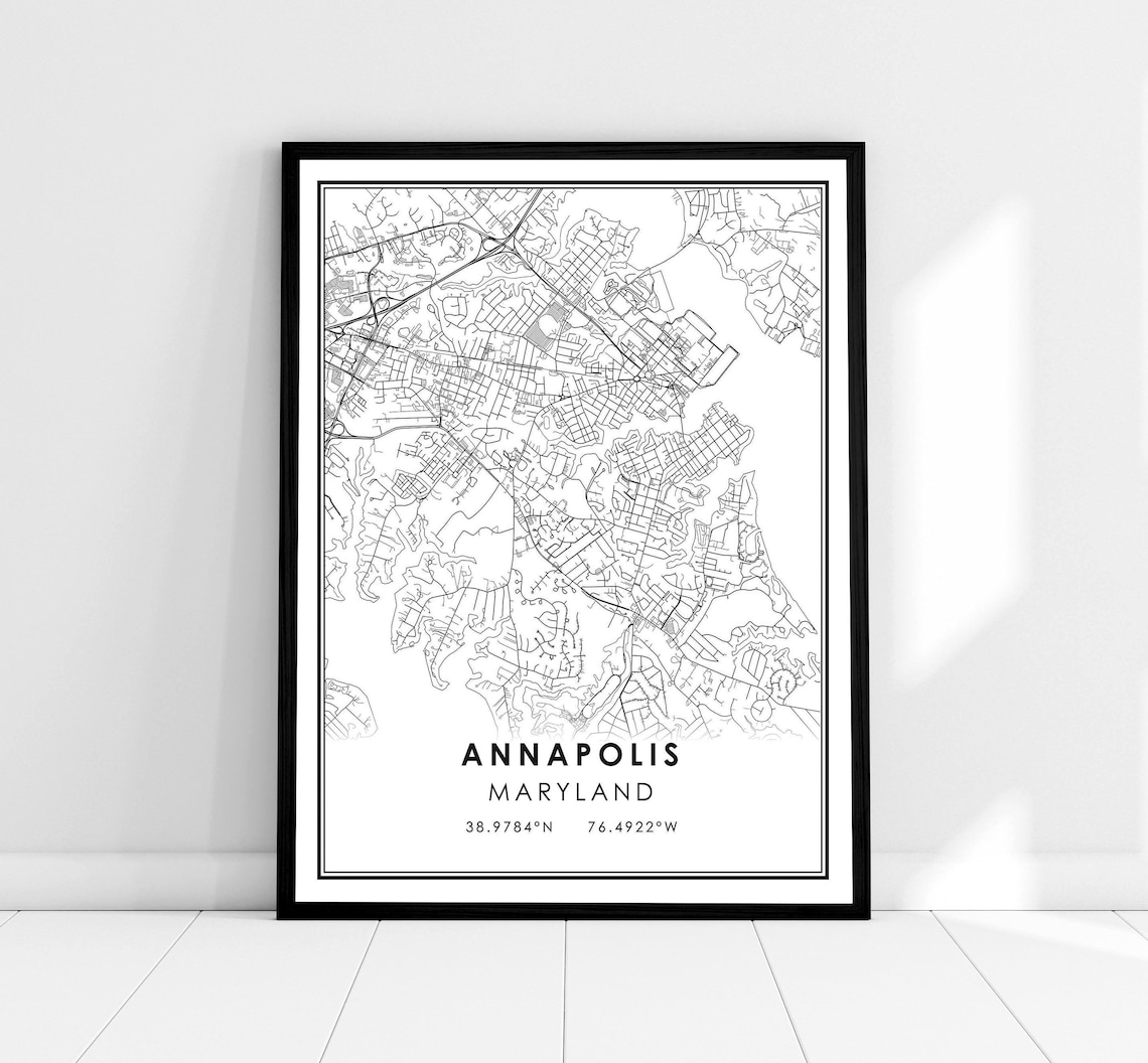 Annapolis Map Print, Maryland City Travel Poster