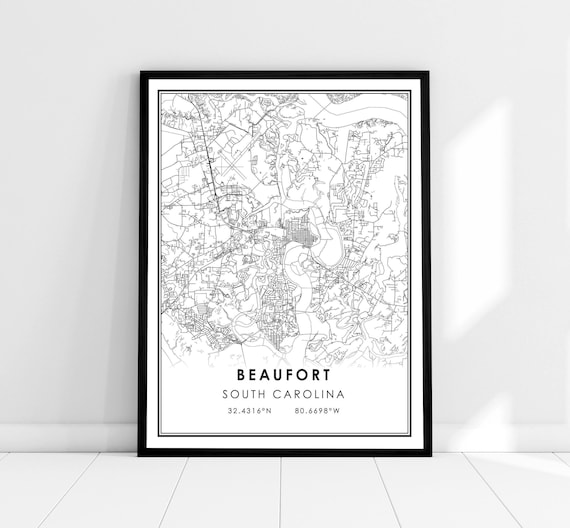 Beaufort Map Art Print, South Carolina City