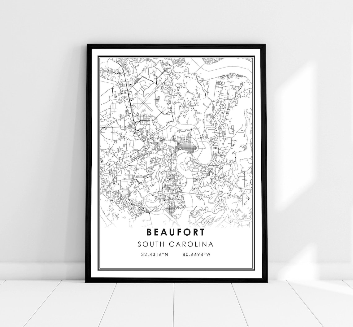 Beaufort Map Art Print, South Carolina City
