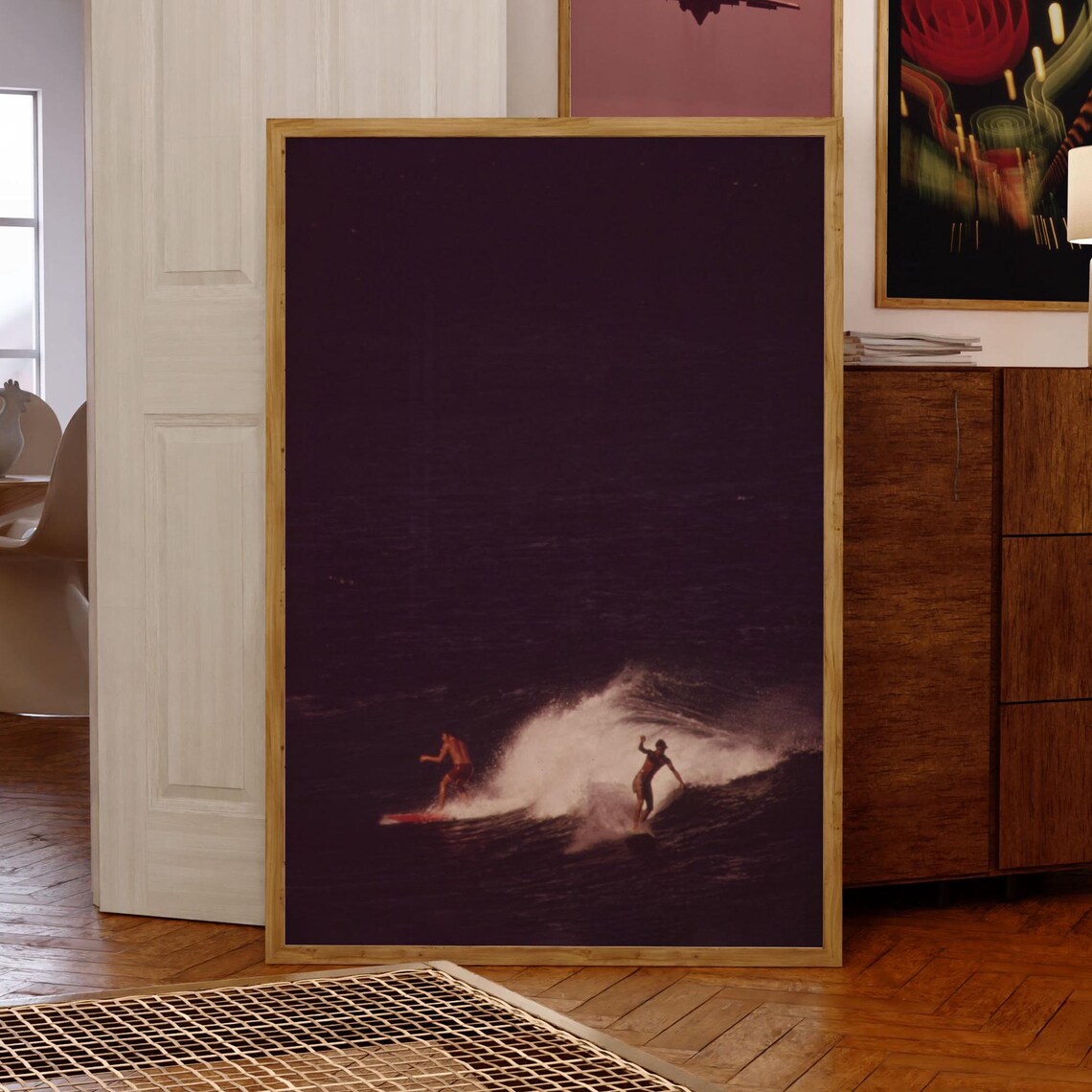 Retro Surfing Travel Poster, California Beach Art Print