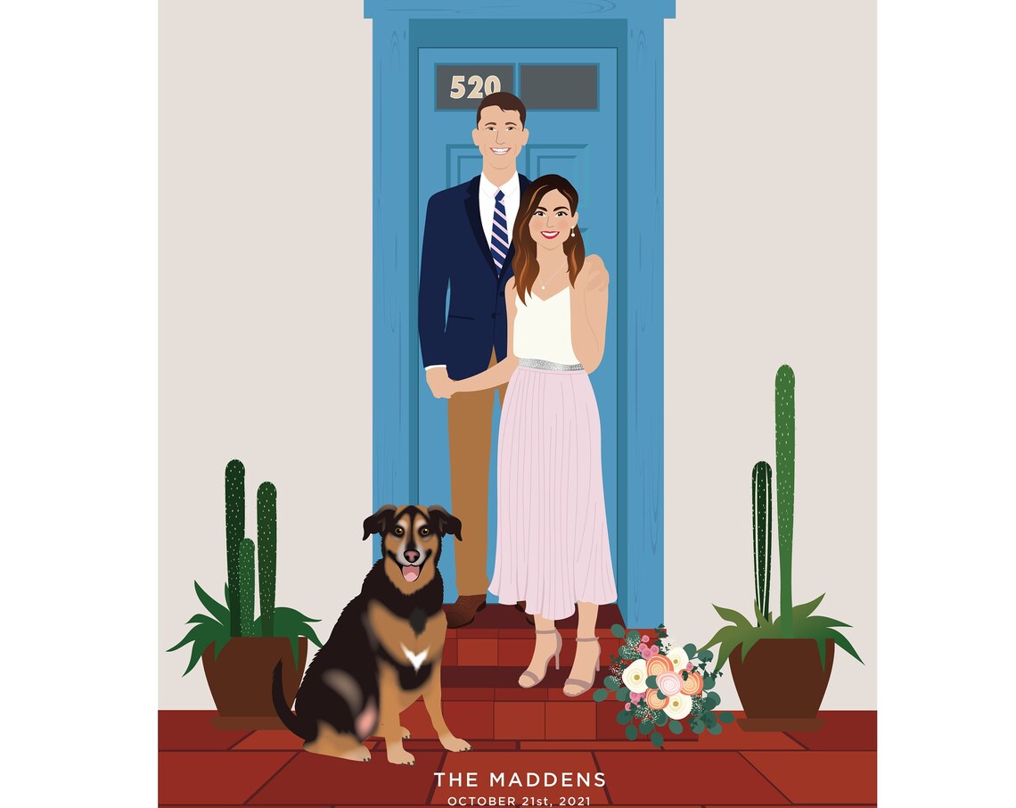 Custom Couple Portrait, Personalised Art Print