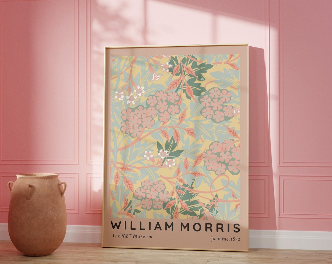 William Morris Jasmine 1872 Pastel Pink Floral Museum Art Poster
