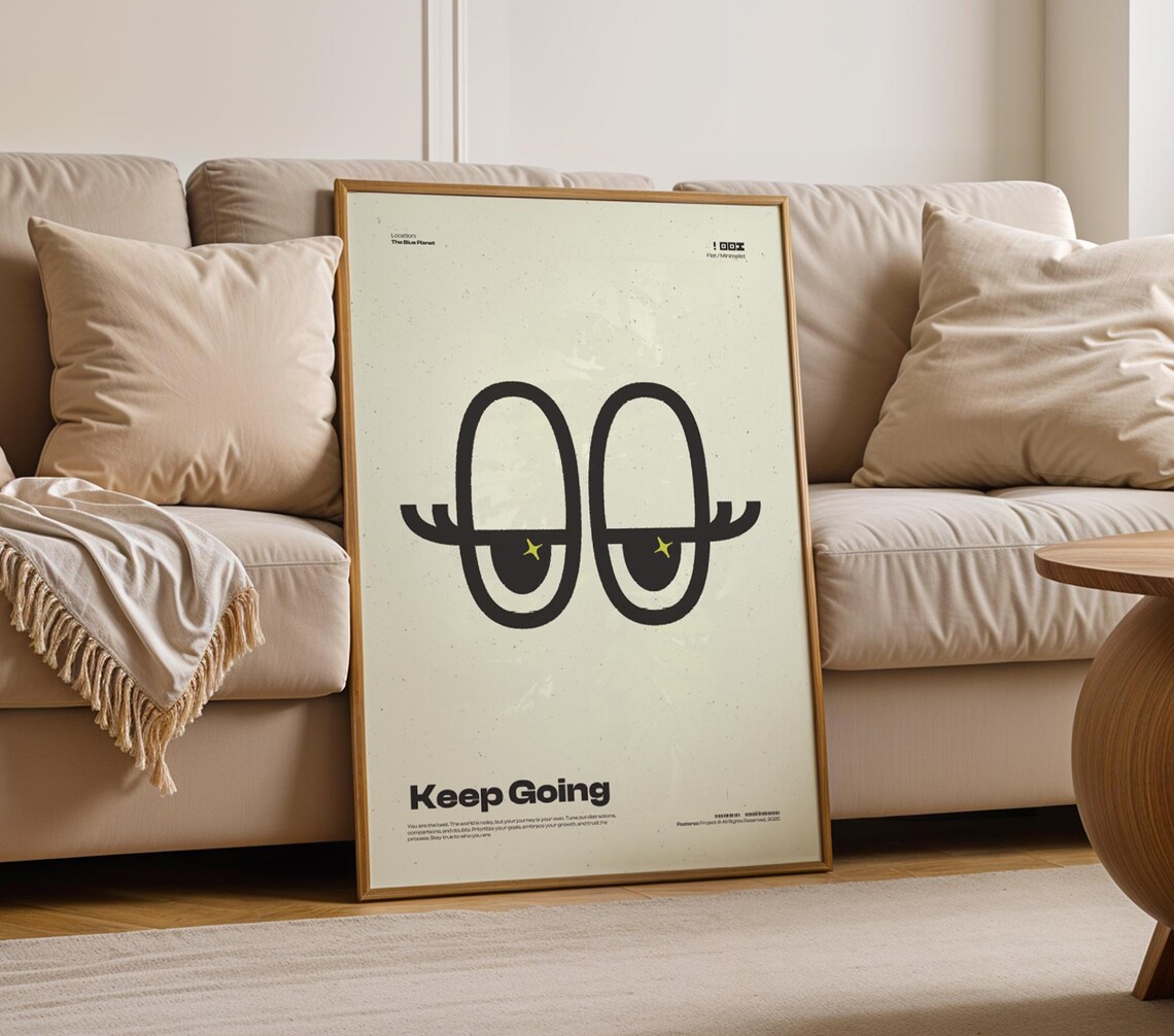 Keep Going Minimalist Abstract Eye Cream Uplifting Typography Poster - Image 3