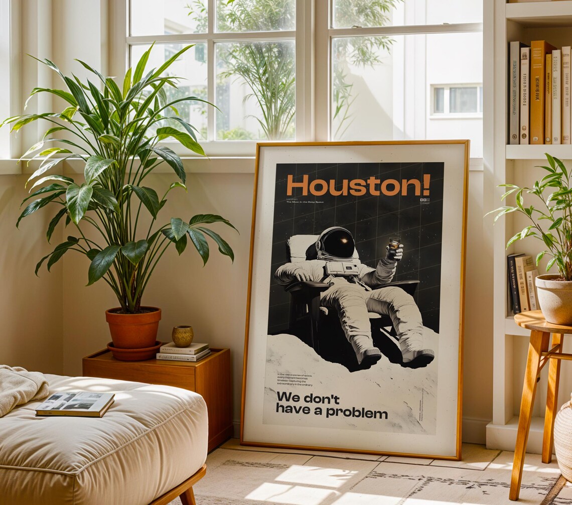 Houston Astronaut Poster, Retro Sci-Fi Art Print - Image 4