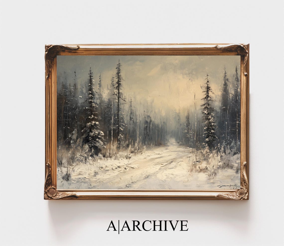 Golden Glow Snowy Pine Forest Path Winter Morning Landscape Poster