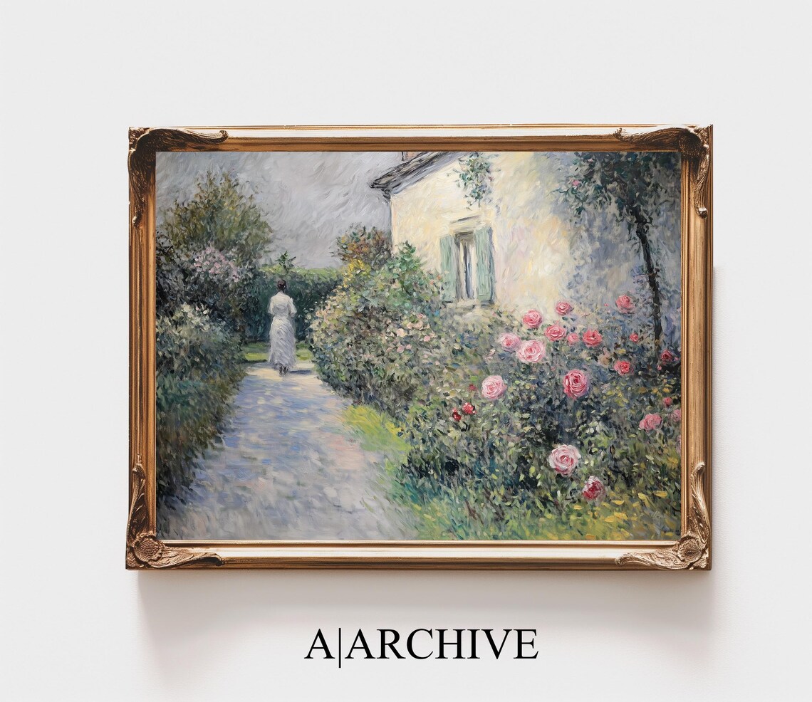 Country Cottage Garden Path Vintage French Oil Painting Art Poster - Image 4