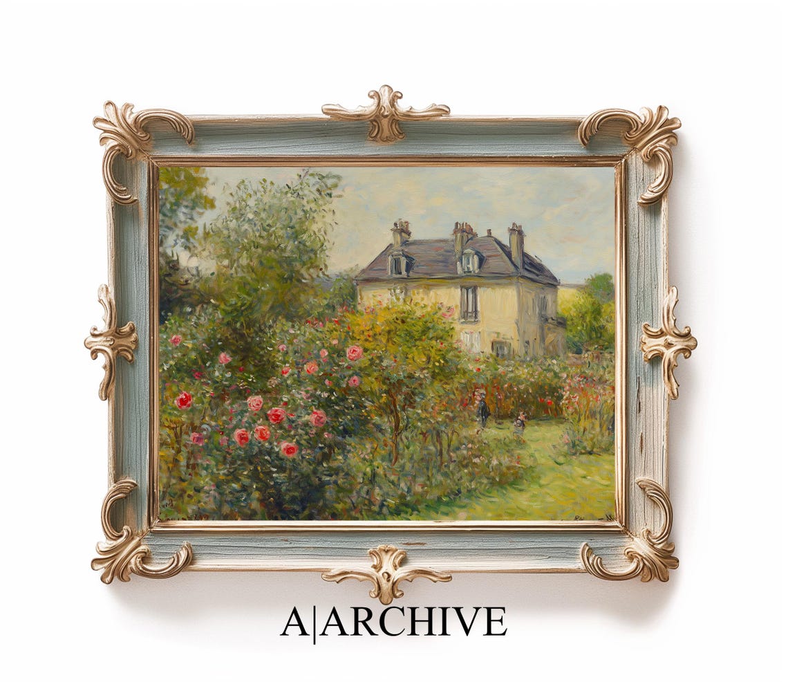 Summer Cottage Garden with Blooming Roses Vintage Art Style Poster - Image 2