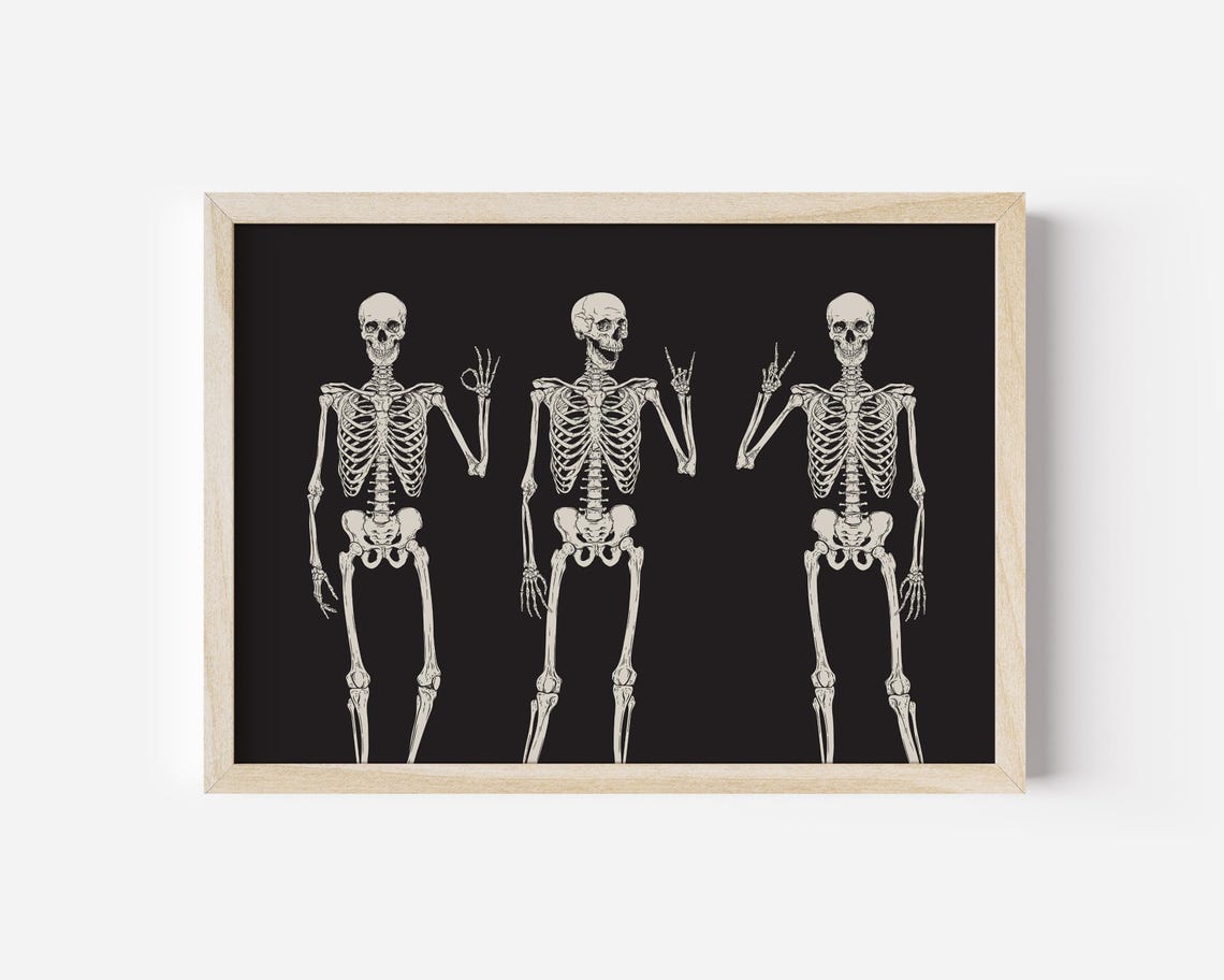 Skeleton Wall Art Halloween Printables Funny Halloween Decor Halloween Wall Art Halloween Mantel Decor Halloween Poster - Image 4