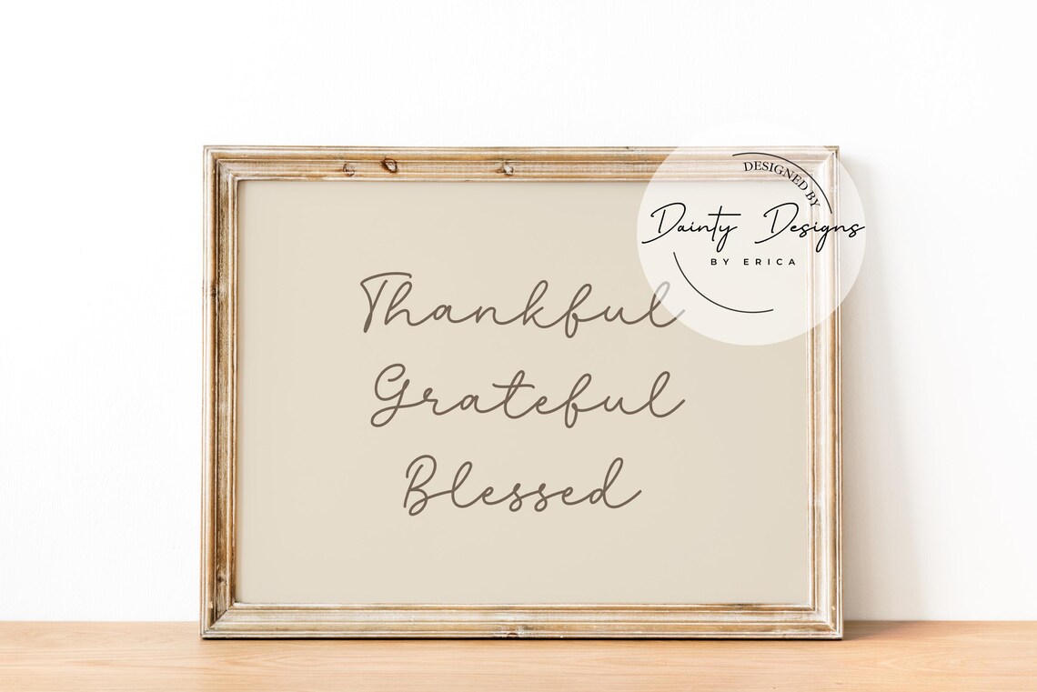 Thankful Grateful Blessed - Minimalist Autumn Art Print - Image 4