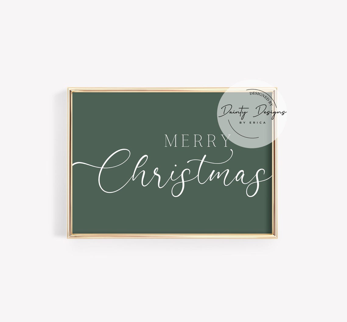 Merry Christmas Classic Typography Dark Green Beautiful Poster - Image 3