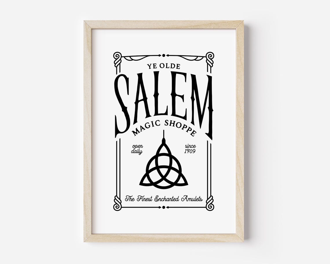 Ye Olde Salem Magic Shoppe Enchanted Amulet Witchy Decor Poster - Image 2