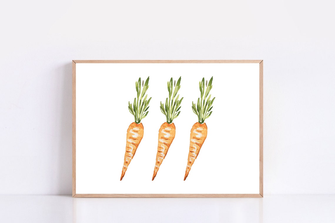 Watercolor Carrots Trio Easter Spring Farmhouse Kitchen Wall Print - Image 4