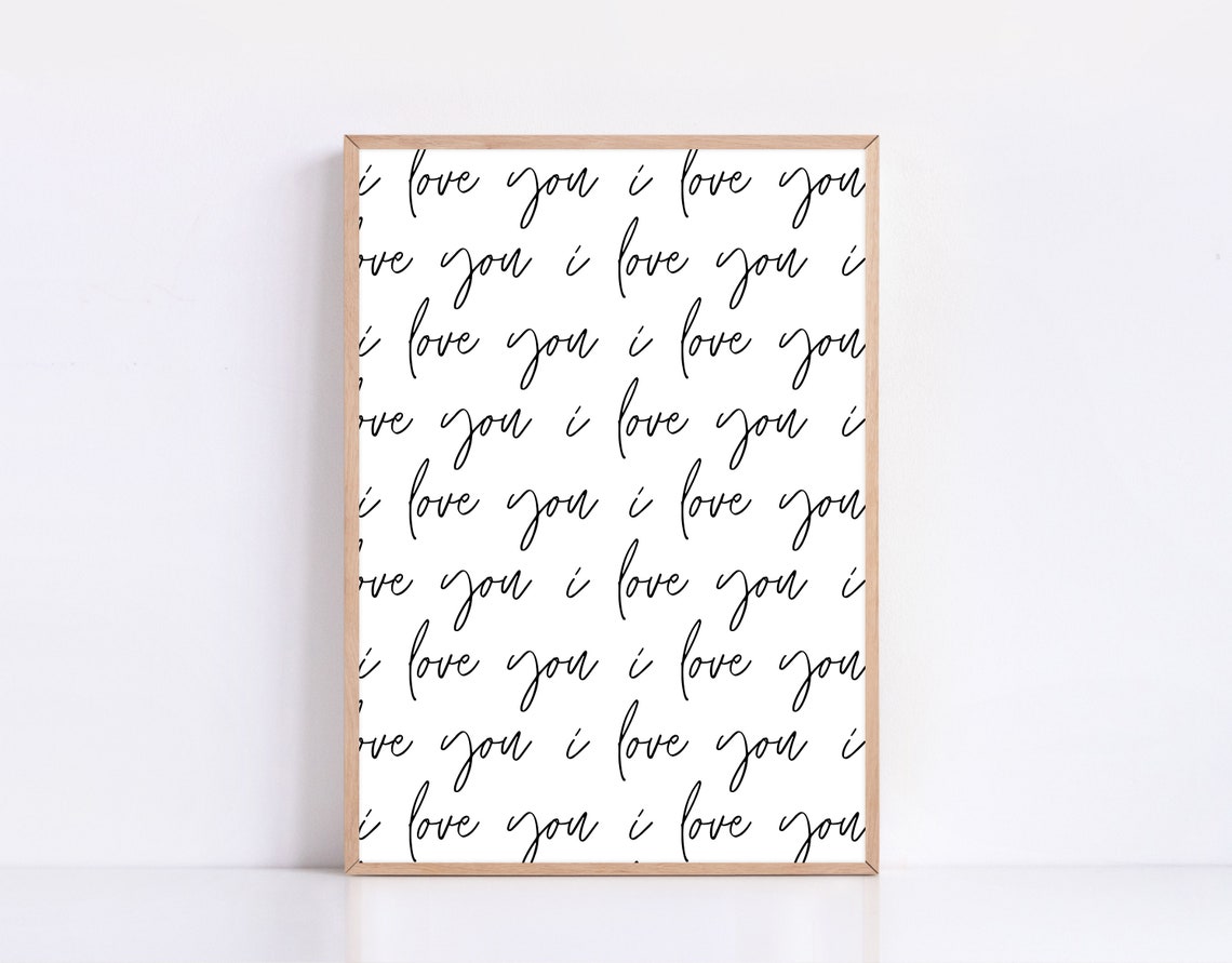 I Love You Script Pattern Repeat Valentine Love Note Wall Print - Image 2