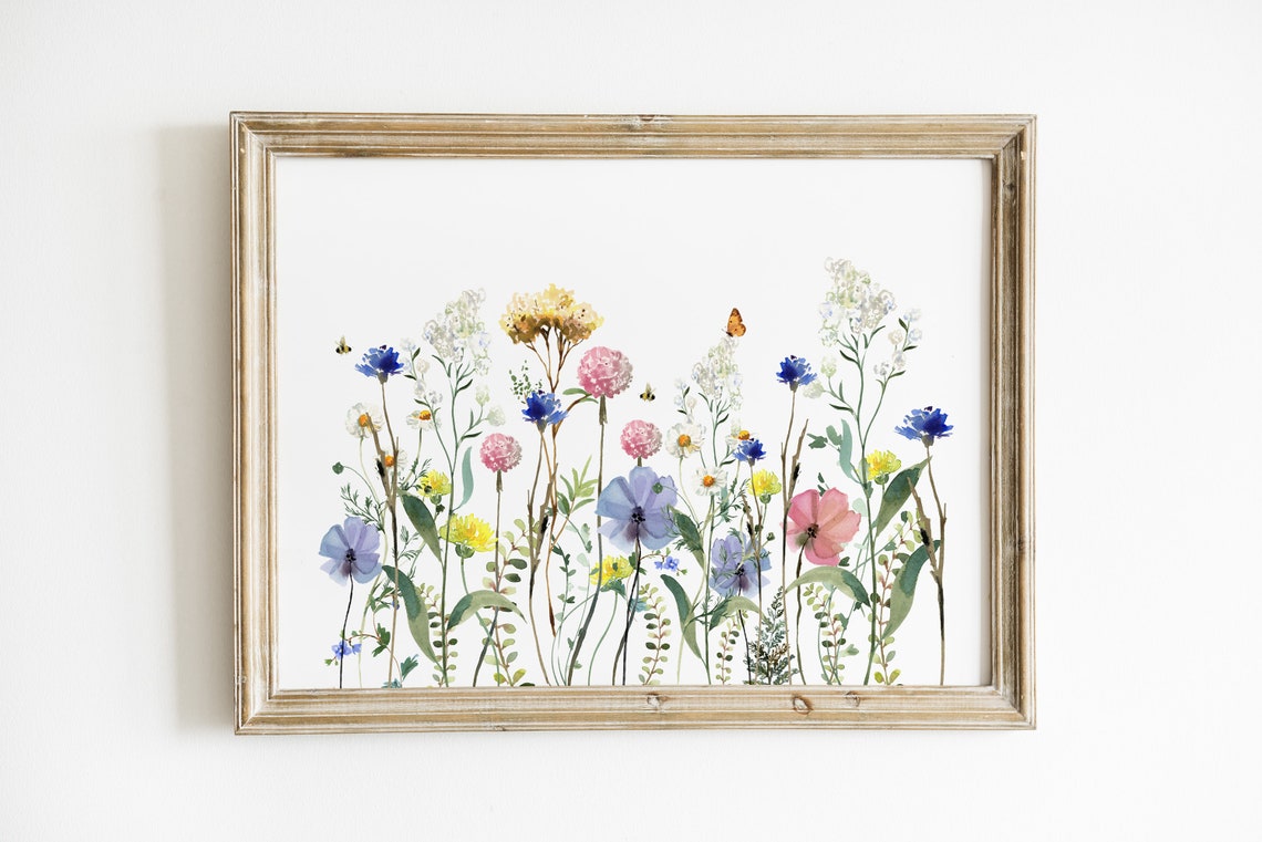 Spring Wildflowers Watercolor Meadow Botanical Floral Decor Poster - Image 2